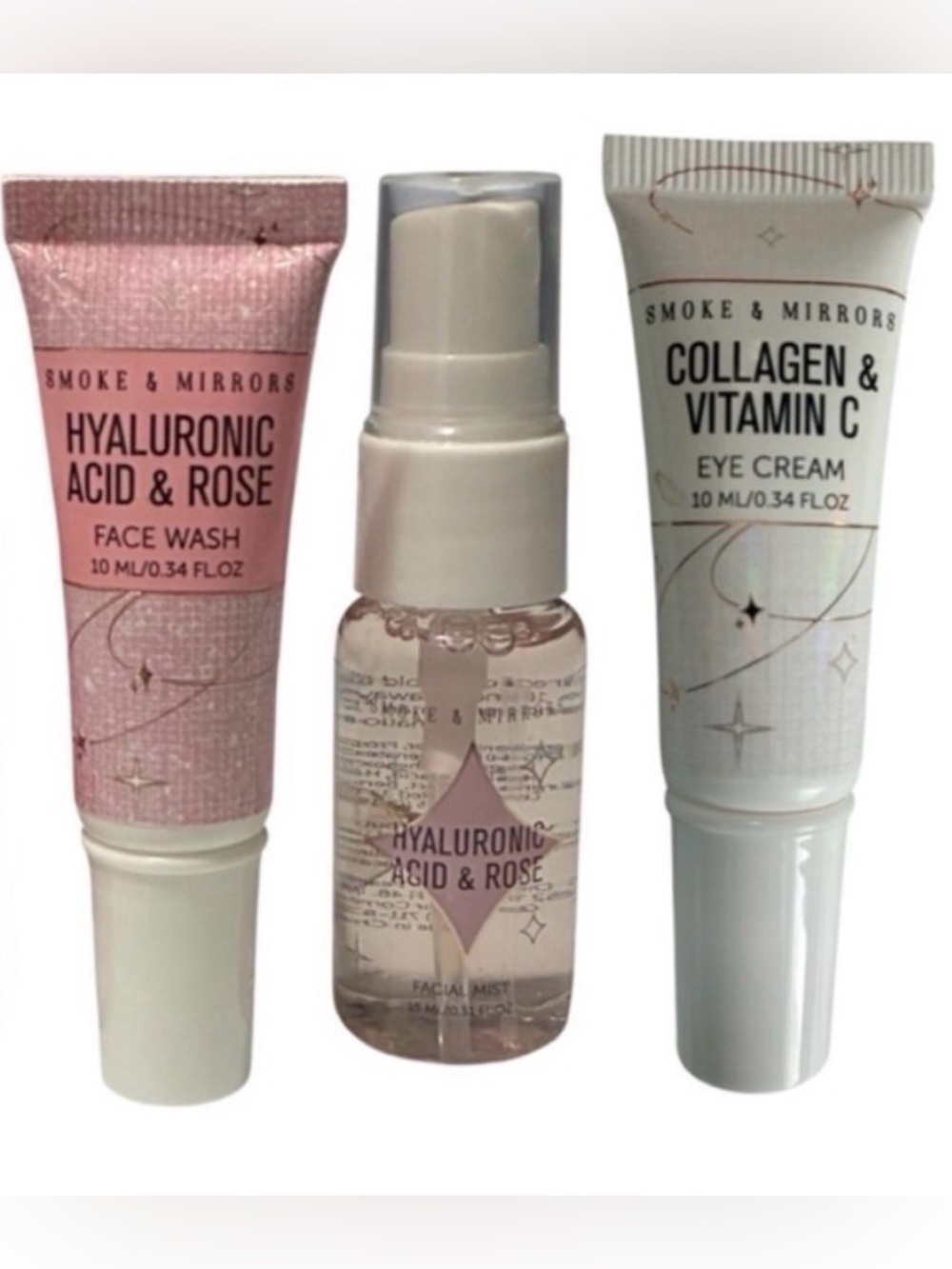 TRAVEL SIZE SKINCARE BUNDLE EYE CREAM FACE WASH FACIAL MIST ROSE NEW